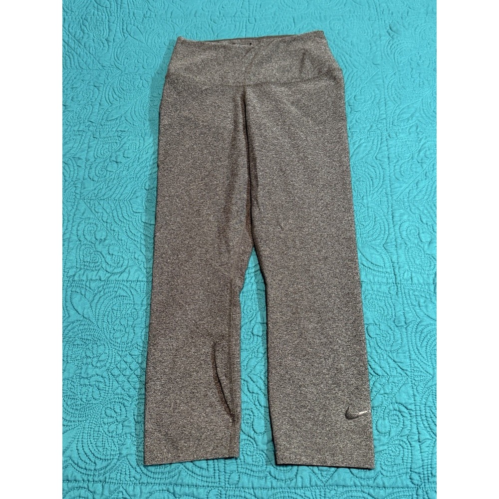 Nike Dri-fit Gray Cropped Women's Compression Leggings Size Small Dark Gray